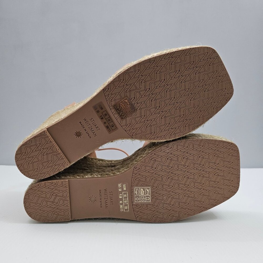 Stuart Weitzman Braida Max Espadrille Wedge Womens 9.5 Tan Leather Sandal Summer - Picture 13 of 15